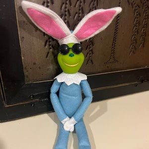 Grinch in disguise as the Easter bunny with removable glasses